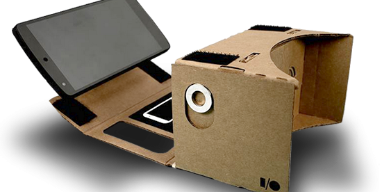 google cardboard with a phone enclosed