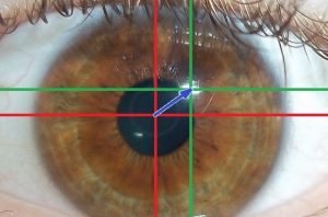 image showing how eye tracking works: Near-infrared light is directed toward the 	center of the eyes (pupil) causing visible reflections in the cornea (outer-most optical element of the eye), which are tracked by a camera.