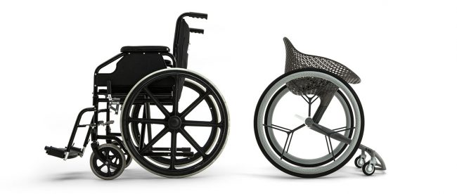 side by side comparison of Go and a traditional wheelchair.