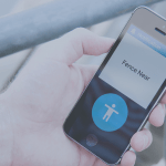 photo showing "fence near" notification on the BeAware app on the phone. A notification on the BeAware app appears when the user approaches an obstacle.