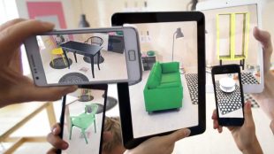 augmented reality furniture displayed on various electronic devices