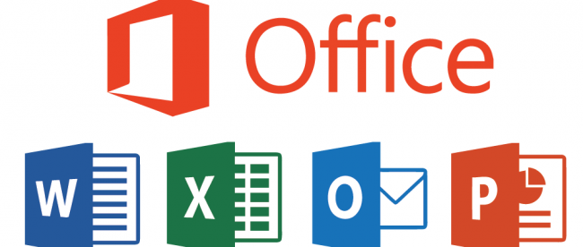 photo showing logos of microsoft office products - word, excel, outlook, powerpoint