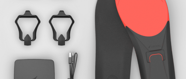 an image of two lechal insoles, two buckles, two lechal pods, charger and usb cable.