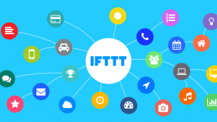 image showing IFTTT in a circle in the middle with connections made to other services.