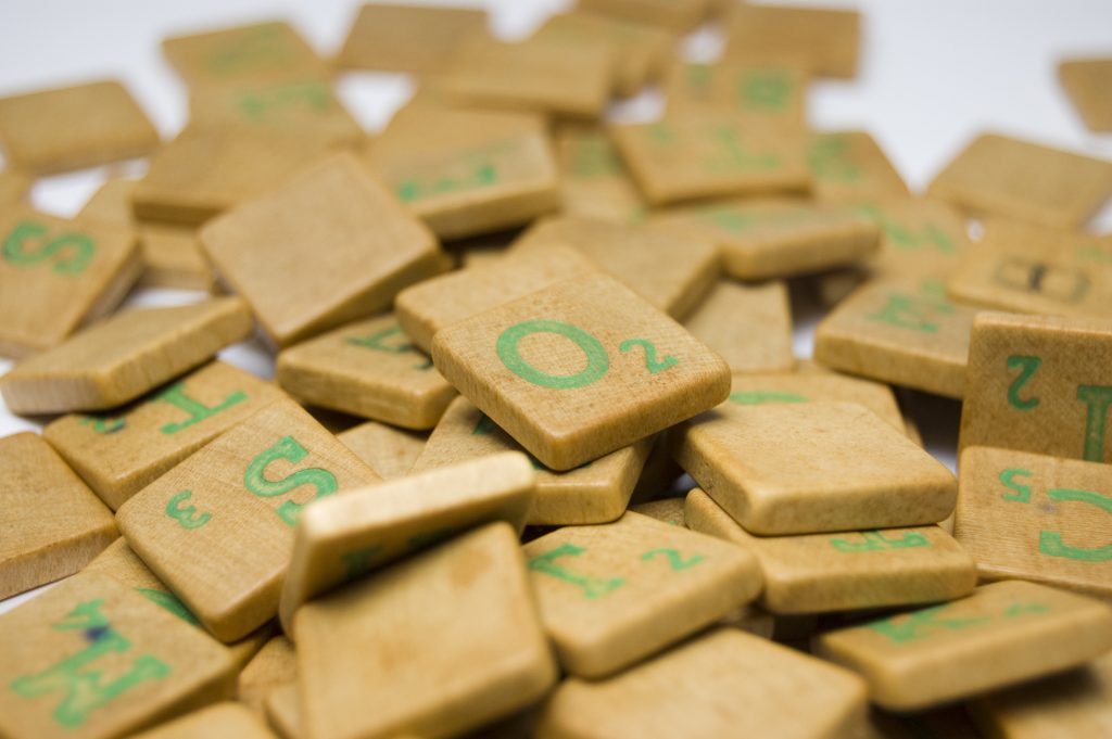 A pile of scrabble squares