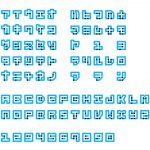 Braille neue typeface letters shown in japanese, english and numbers.