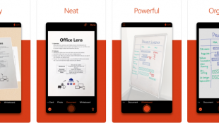 image showing the office lens app taking photos of documents and whiteboards and converting them to electronic formats.