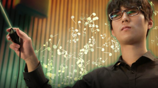 kyungho jeon, a blind virtuoso percussionist, seen handling the haptic baton