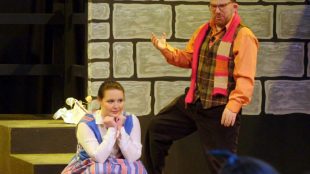 Two actors seen on stage during Beauty And The Beast at the Center For Discovery