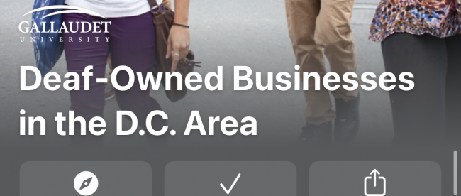 screenshot of Deaf Owned Businesses in the DC Area provided by Gallaudet University on Apple Maps