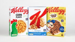 3 boxes of Kellogg’s cereal seen with the NaviLens code on them