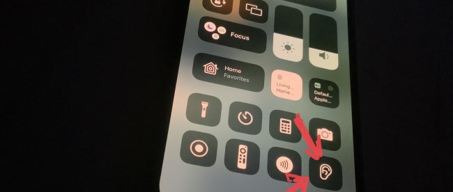 Image of an iPhone X’s command center highlighting the new background sounds icon.