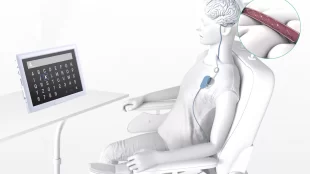 Animated Image of a person using synchron’s brain computer interface.