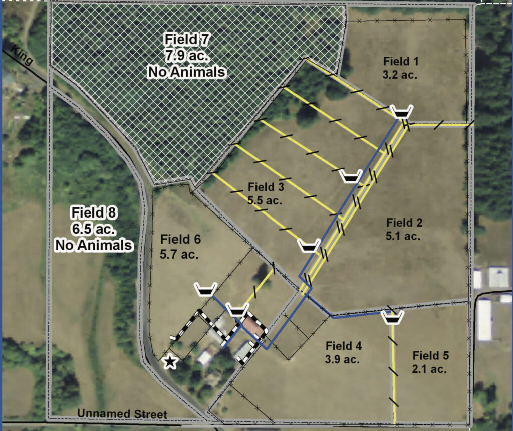 This Plan Map has been adjusted using the tips on the previous page for a producer with red-green color deficiency by adding different patterns and icons.