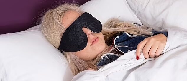 A woman seen wearing Noctura 400 while sleeping