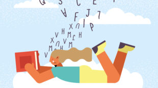 girl reading with dyslexia in cloud character