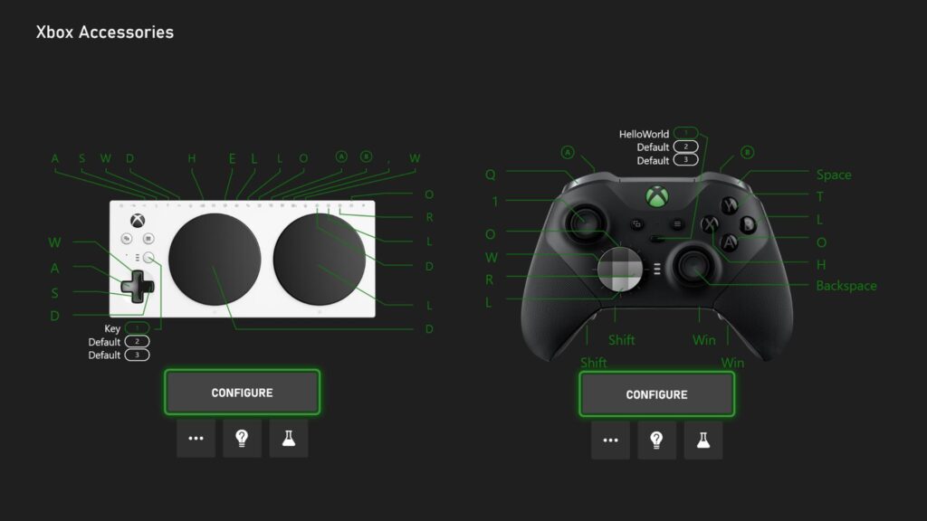 Players will soon be able to remap controller buttons to almost 90 keyboard keys on the Xbox Adaptive Controller and Elite Series 2, allowing players with limited mobility to use the Xbox Adaptive Controller with games that only support mouse/keyboard input.  For example, a player can remap the Left Bumper on their controller to the Keyboard C key, Ctrl + C, or Ctrl + Shift + C, etc.